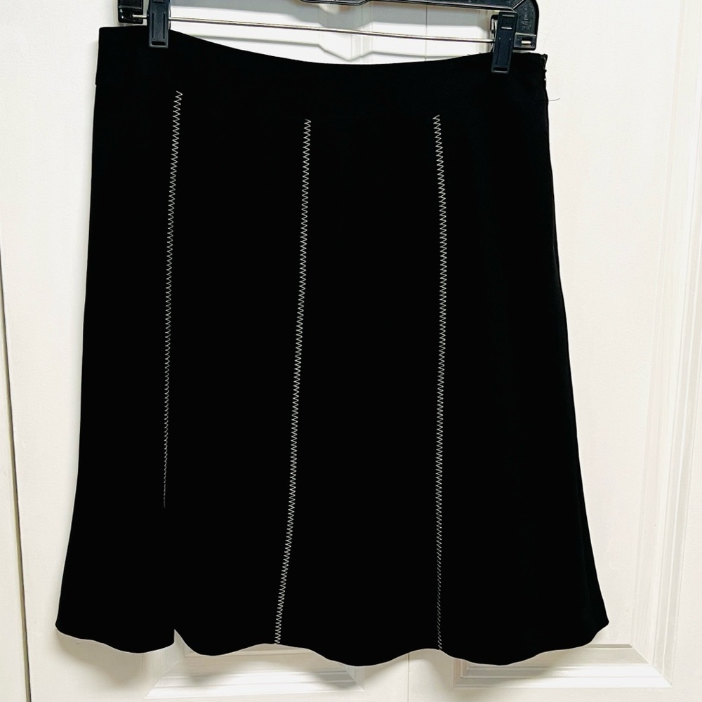 Casual Corner Annex Black A-Line Skirt with Contrast Stitching Petite Size 8